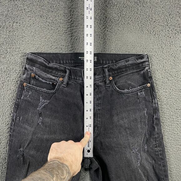 Abercrombie & Fitch Jeans Mens 32x34 Black 90s Slim Vintage Stretch Distressed - Picture 10 of 14